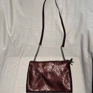 Guess Shiny Burgundy Crossbody Bag